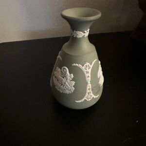 Small Wedgewood Green and White Bud Vase